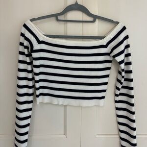 Edikted Black and White Striped Crop Top